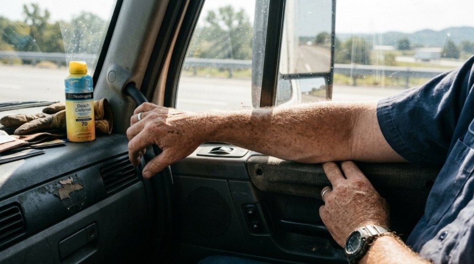 truck driver arm protect your skin Take care of your skin truck driver